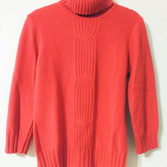 Rafaella Red Cable Knit Turtle Neck Sweater - Picture 2 of 5